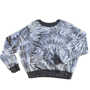 PINK Victoria's Secret Gray Eyelet Tie-Dye Top Size Large Long Sleeve